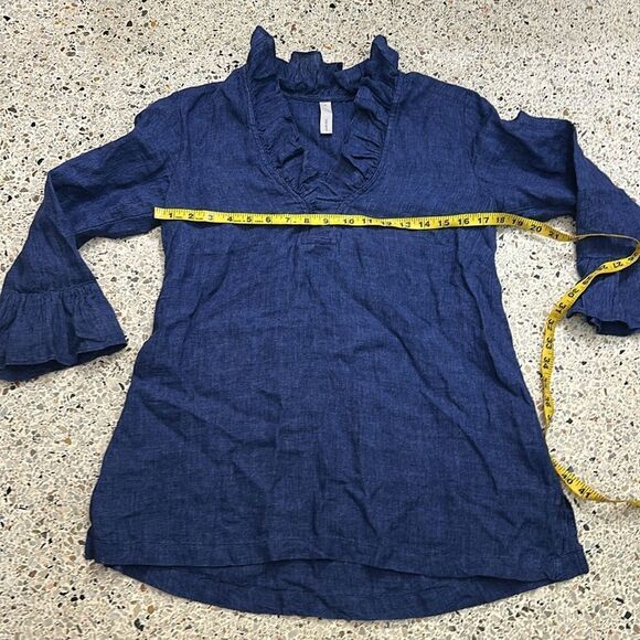 Studio 412 Mia ruffle top blouse dark denim small s resort - Picture 4 of 6